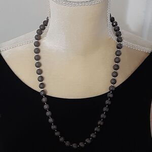 Natural stone gray beaded necklace career casual